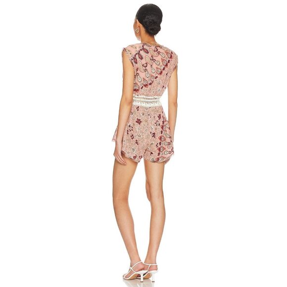 INTIMATELY FREE PEOPLE Watching Waves Pink Floral Cotton Voile Romper, Size S - Picture 3 of 16